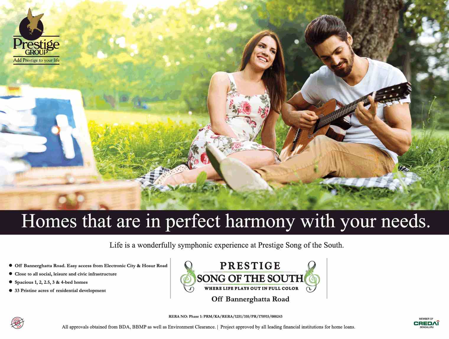 Book home that is in perfect harmony with your needs at Prestige Song Of The South, Bangalore